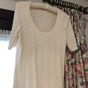 Cream cotton scoop neck top